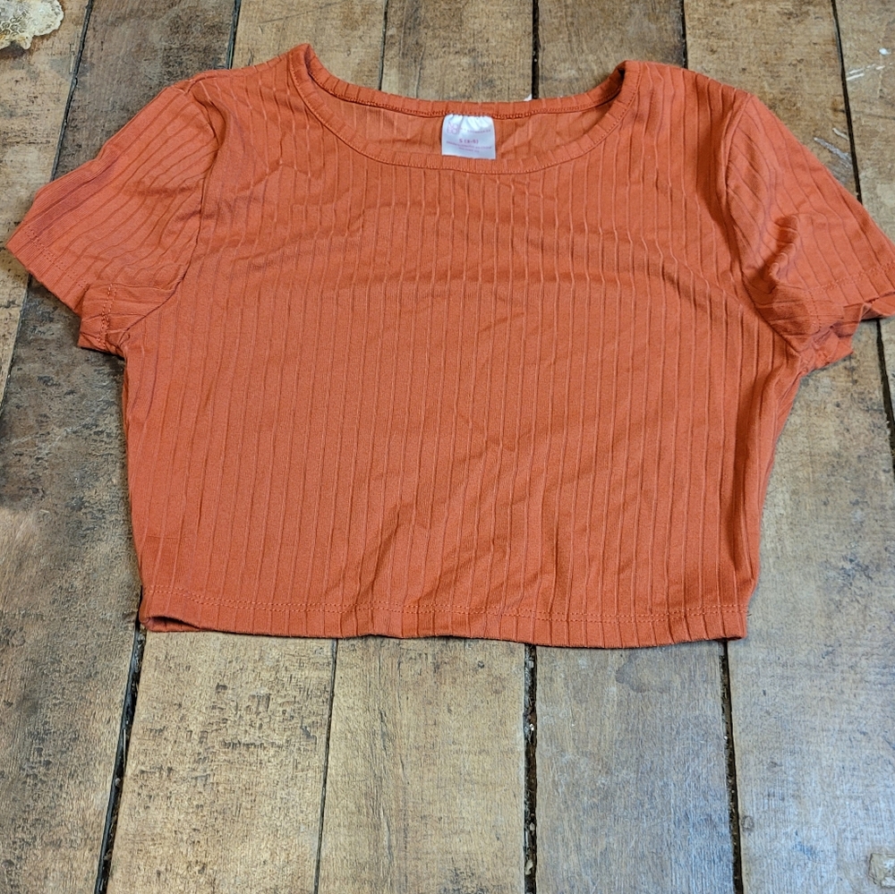 No Boundaries Ribbed Crop Top - Orange